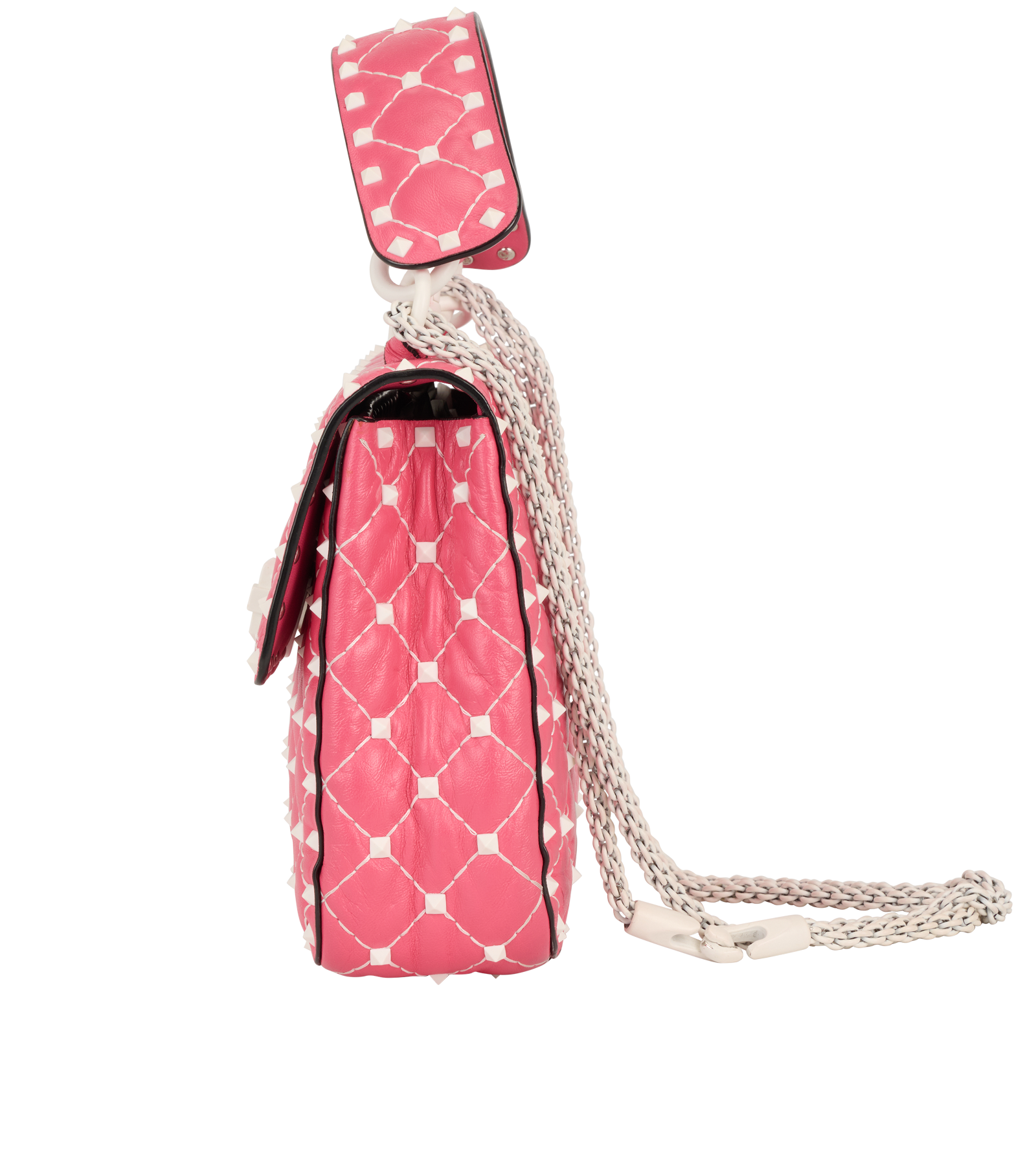 Valentino Rockstud Crossbody, &pound;650, Handbags, Pink/White, Leather, Bottom view